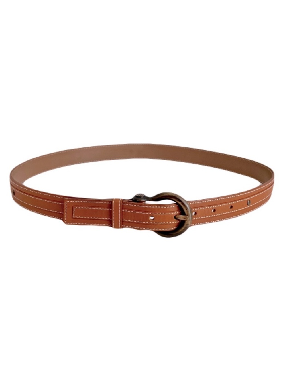 Burberry Brown Leather Top Stitched, Studded Belt, Size 110/40